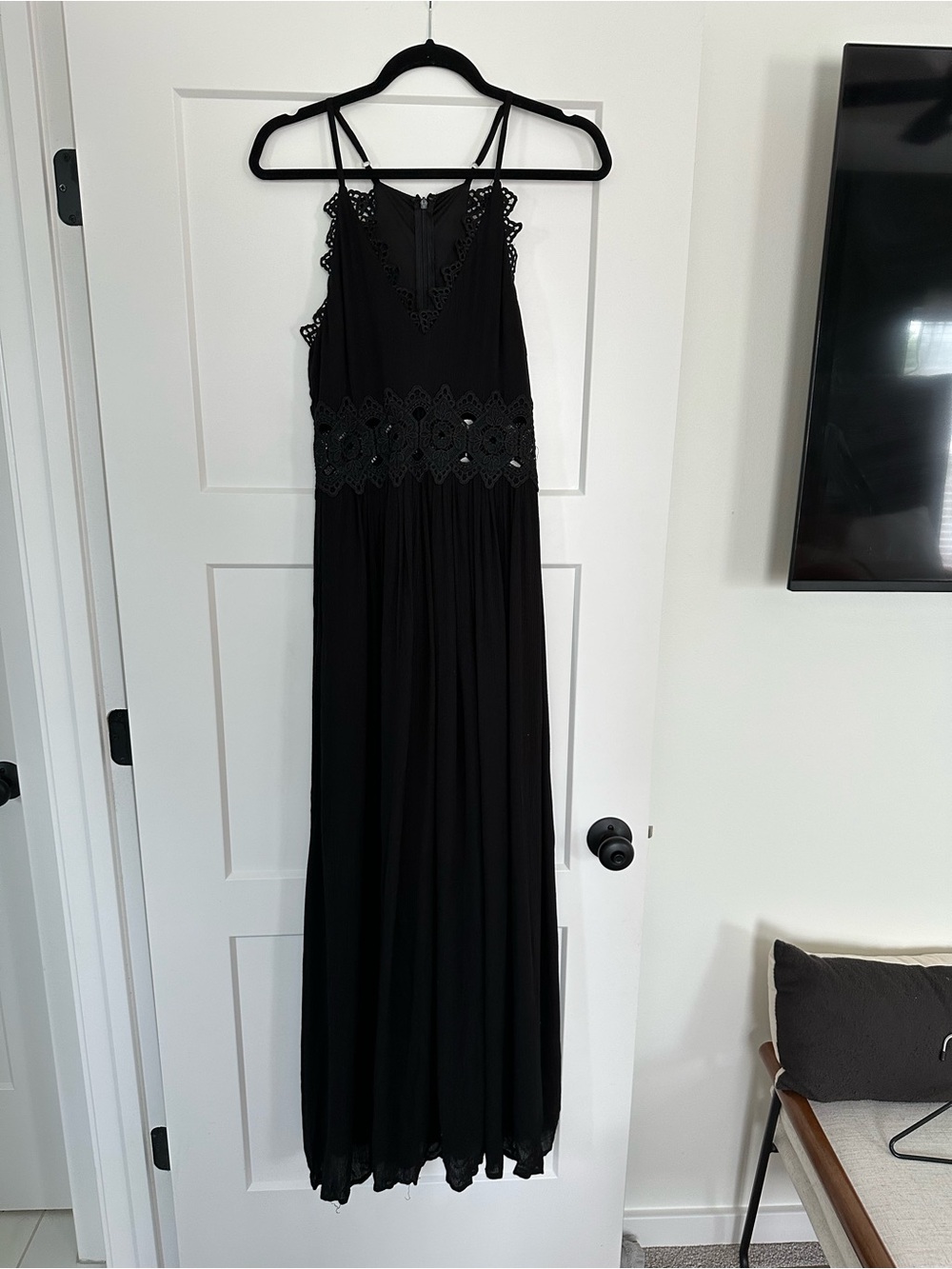 Lulu's Black Crochet-Waist Maxi Dress